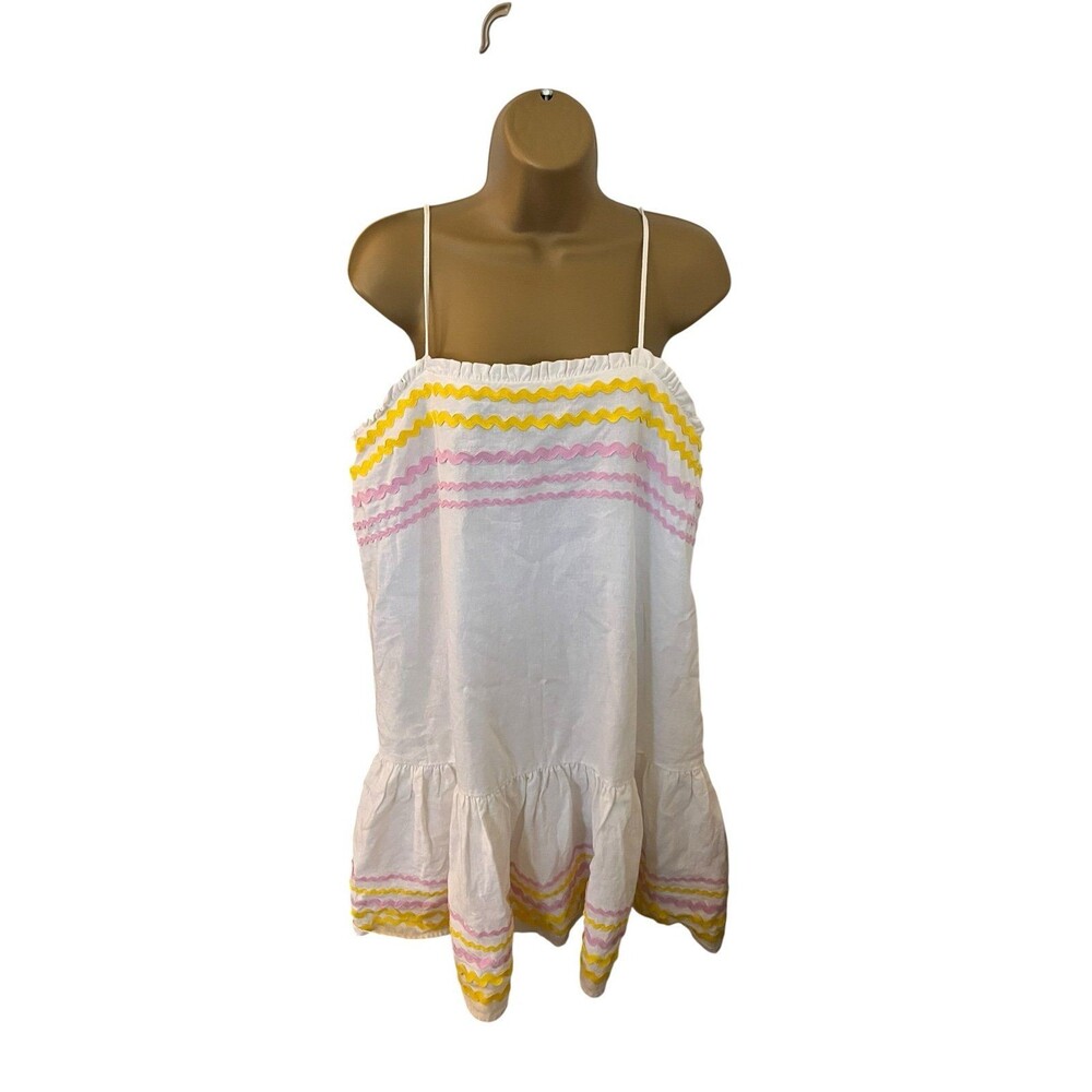 Lisa Marie Fernandez for Target Ric Rac Ruffle Sundress Linen Blend White M - Picture 2 of 6